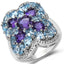 Bague en argent sterling de 5,53 carats avec améthyste et topaze bleue