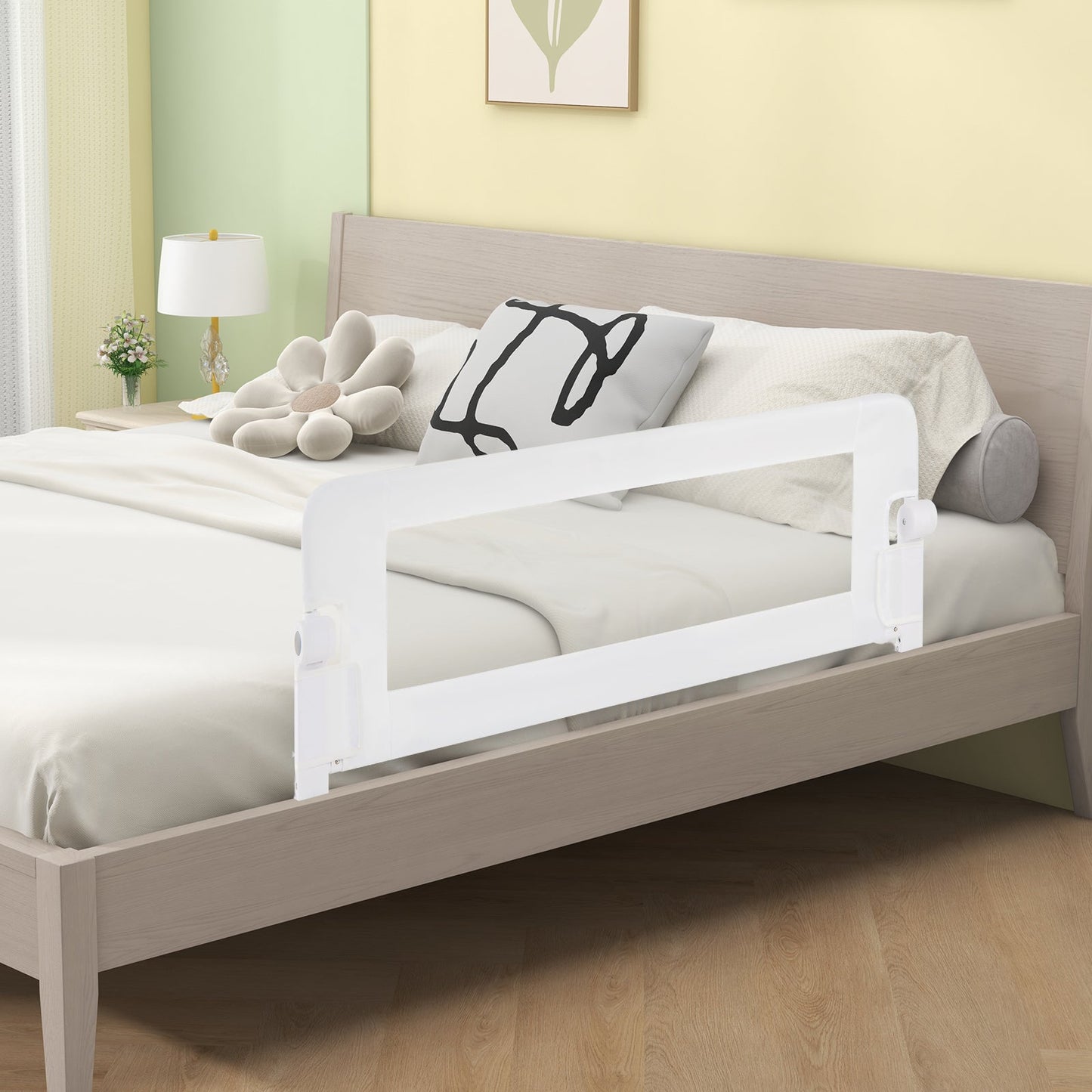 Barrière de lit pliable pour un sommeil sécurisé des tout-petits - Blanc