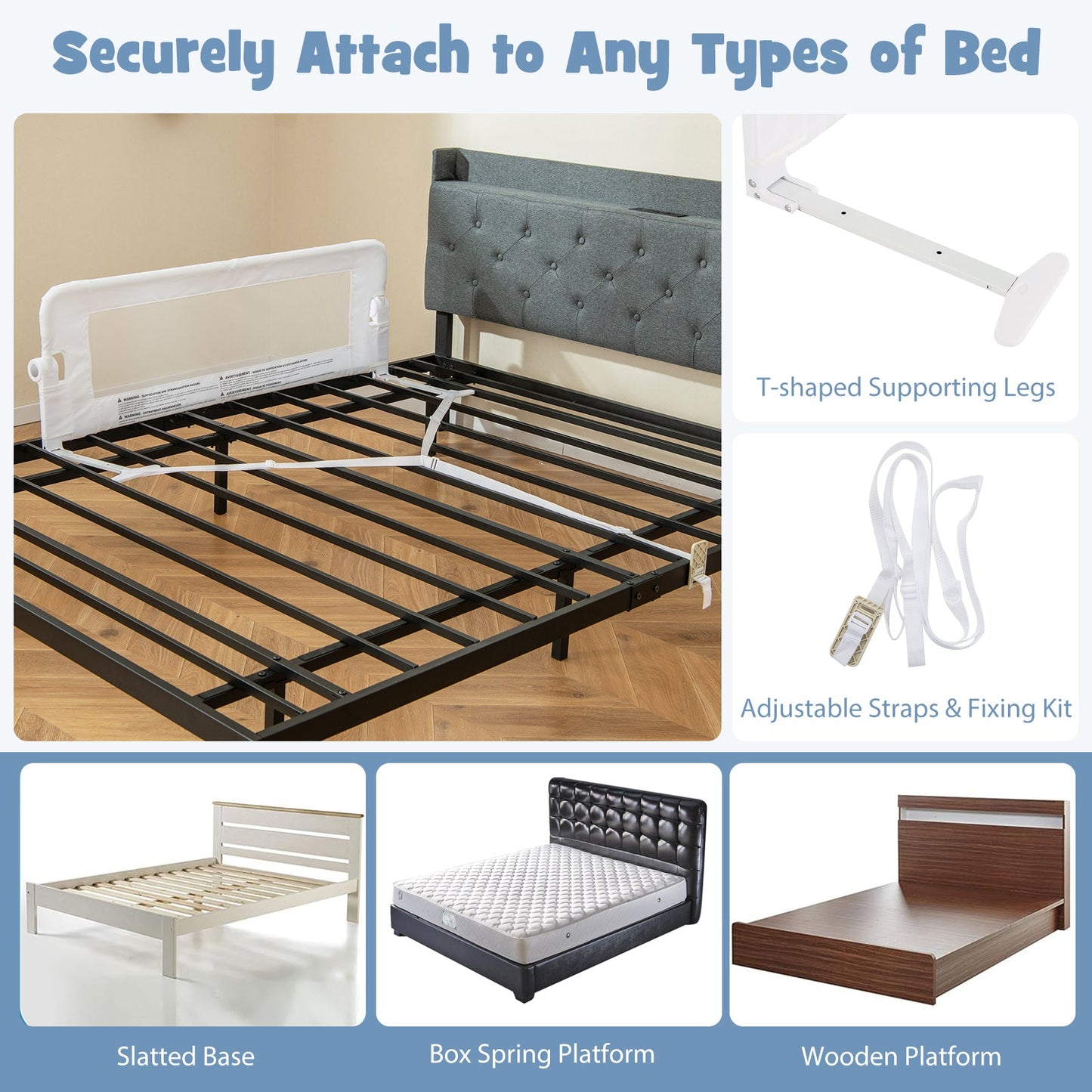 Barrière de lit pliable pour un sommeil sécurisé des tout-petits - Blanc