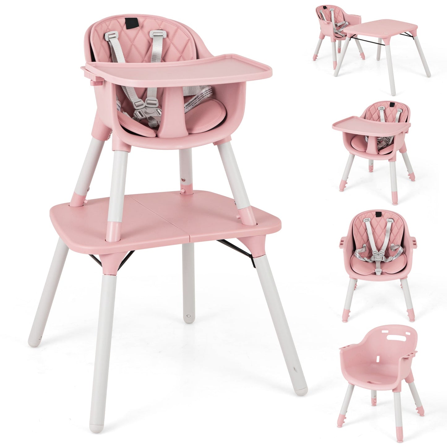 Juego de Mesa y Silla Convertible 4 en 1 para Bebés - Rosa