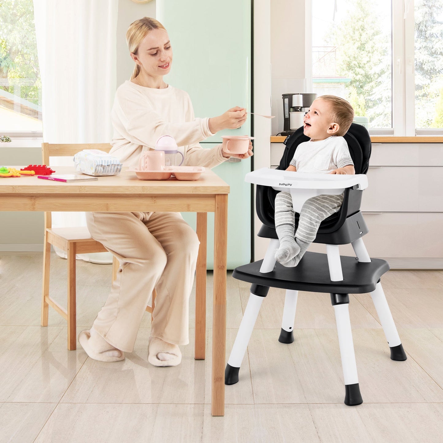 6-in-1 Convertible Baby High Chair - Black