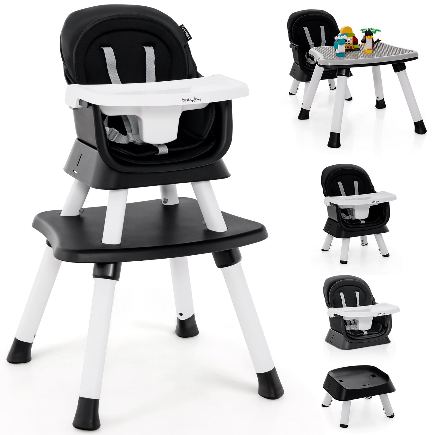 6-in-1 Convertible Baby High Chair - Black