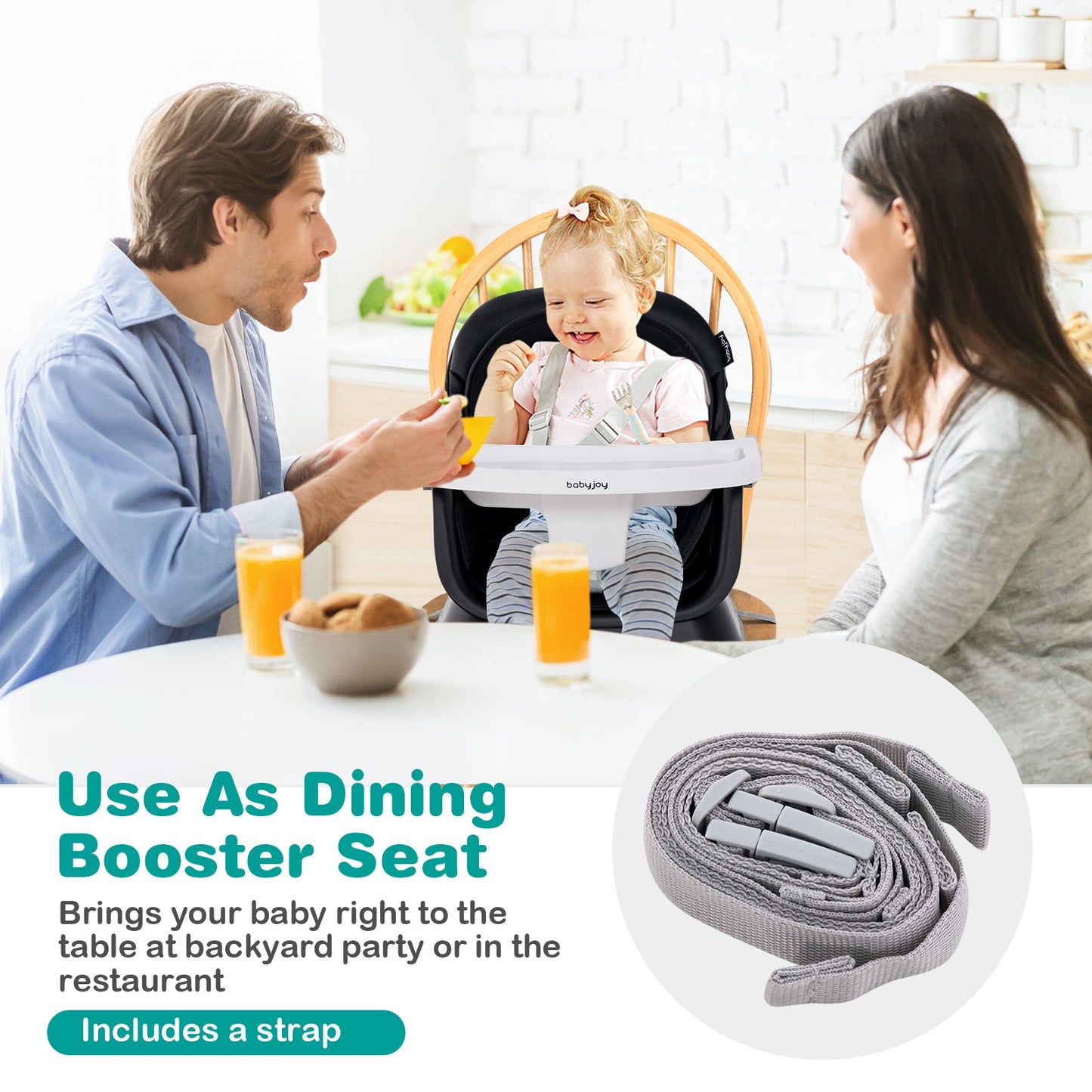 6-in-1 Convertible Baby High Chair - Black