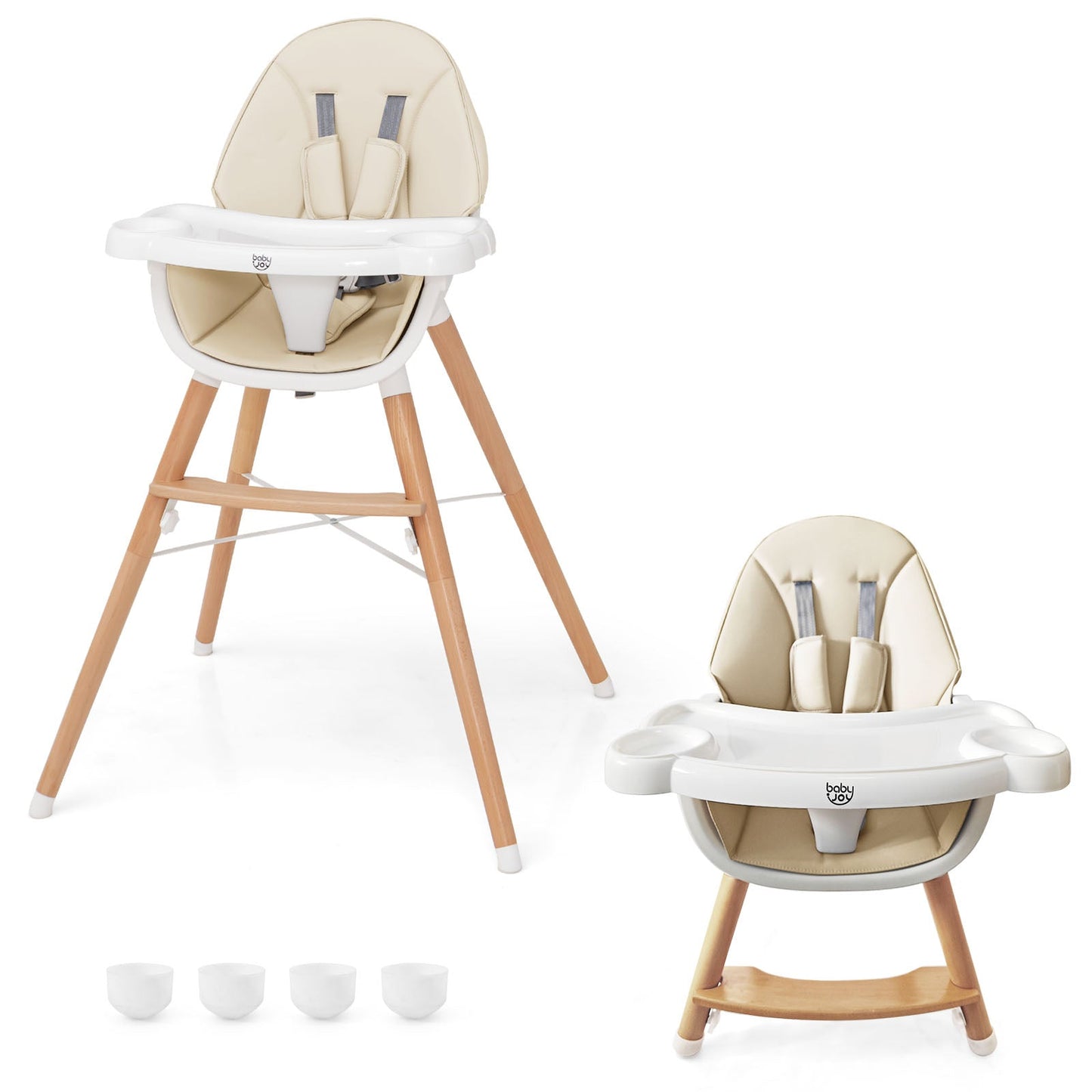 Gbruno Baby High Chair with Dishwasher Safe Tray - Beige