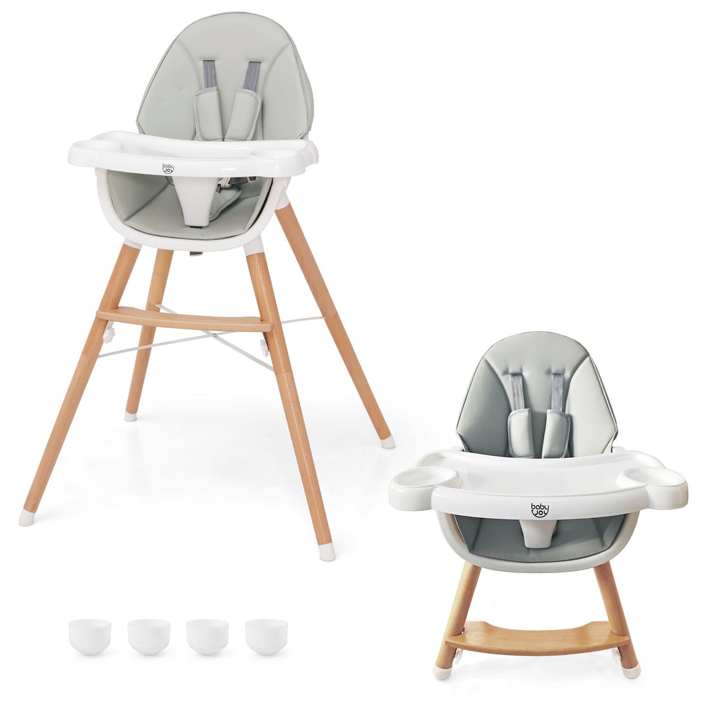 Chaise Haute pour Bébé Premium avec Plateau Lavable au Lave-Vaisselle - Gris