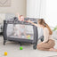 Gbruno Portable Baby Playard with Changing Table & Music Box - Gray