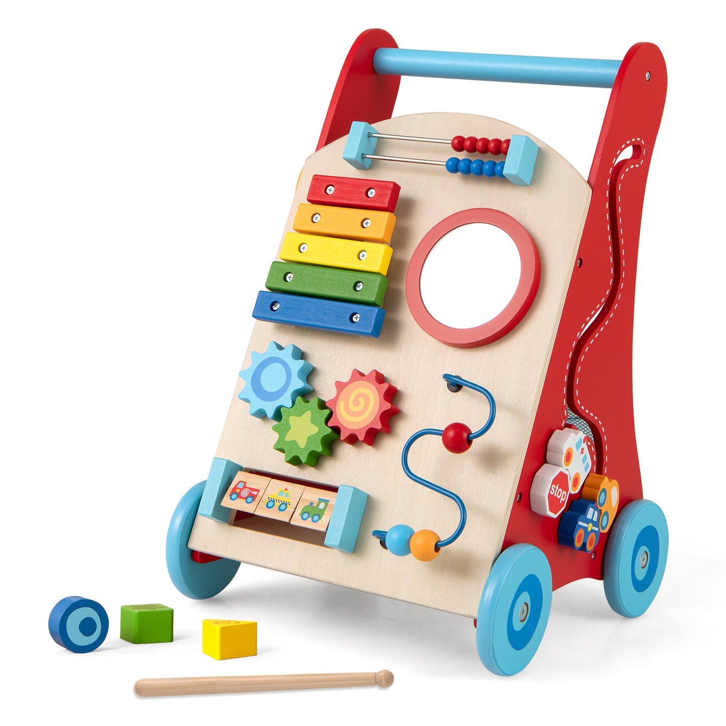 Andador Multicolor para Bebés con Mango y Ruedas para Niños de 3 años en adelante