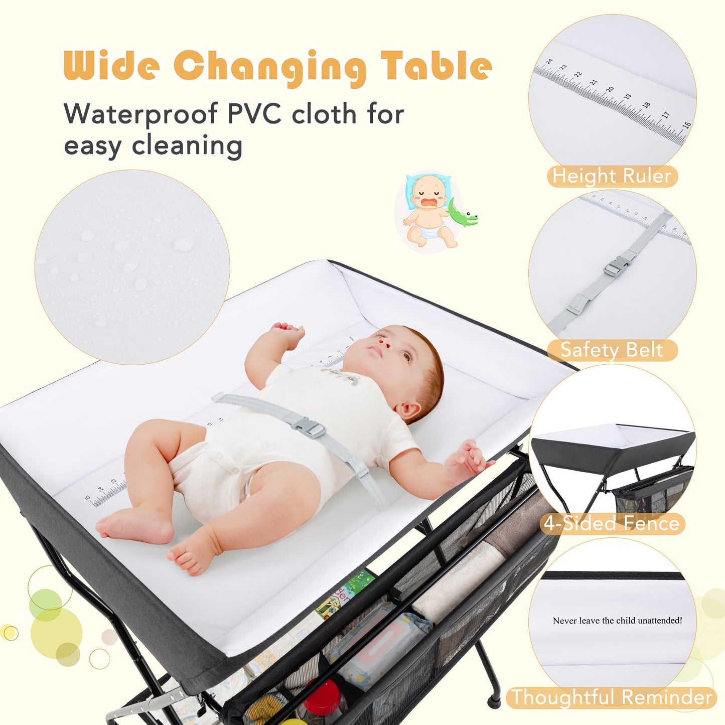 Gbruno Folding Diaper Changing Table - Black