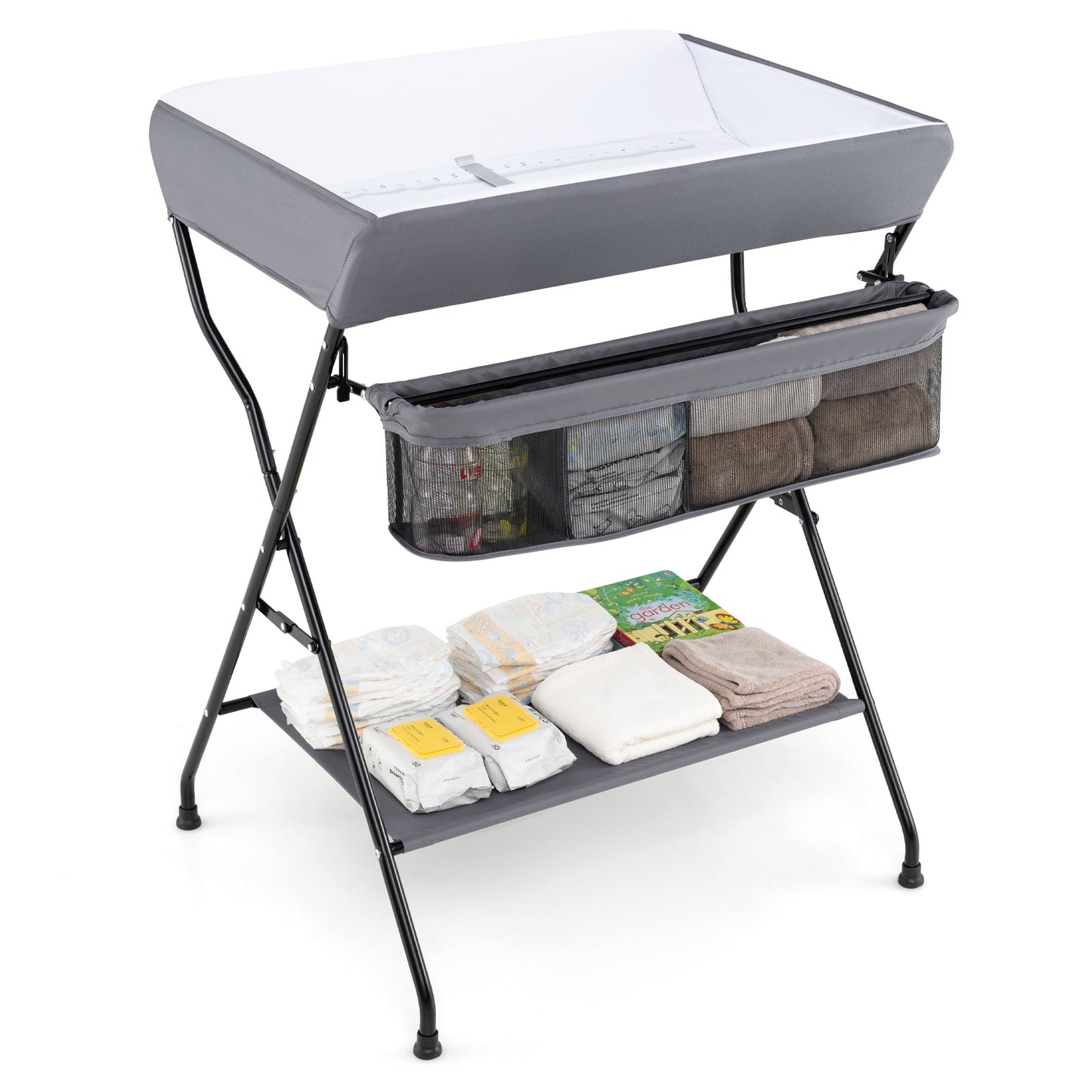 Premium Folding Diaper Changing Table - Gray