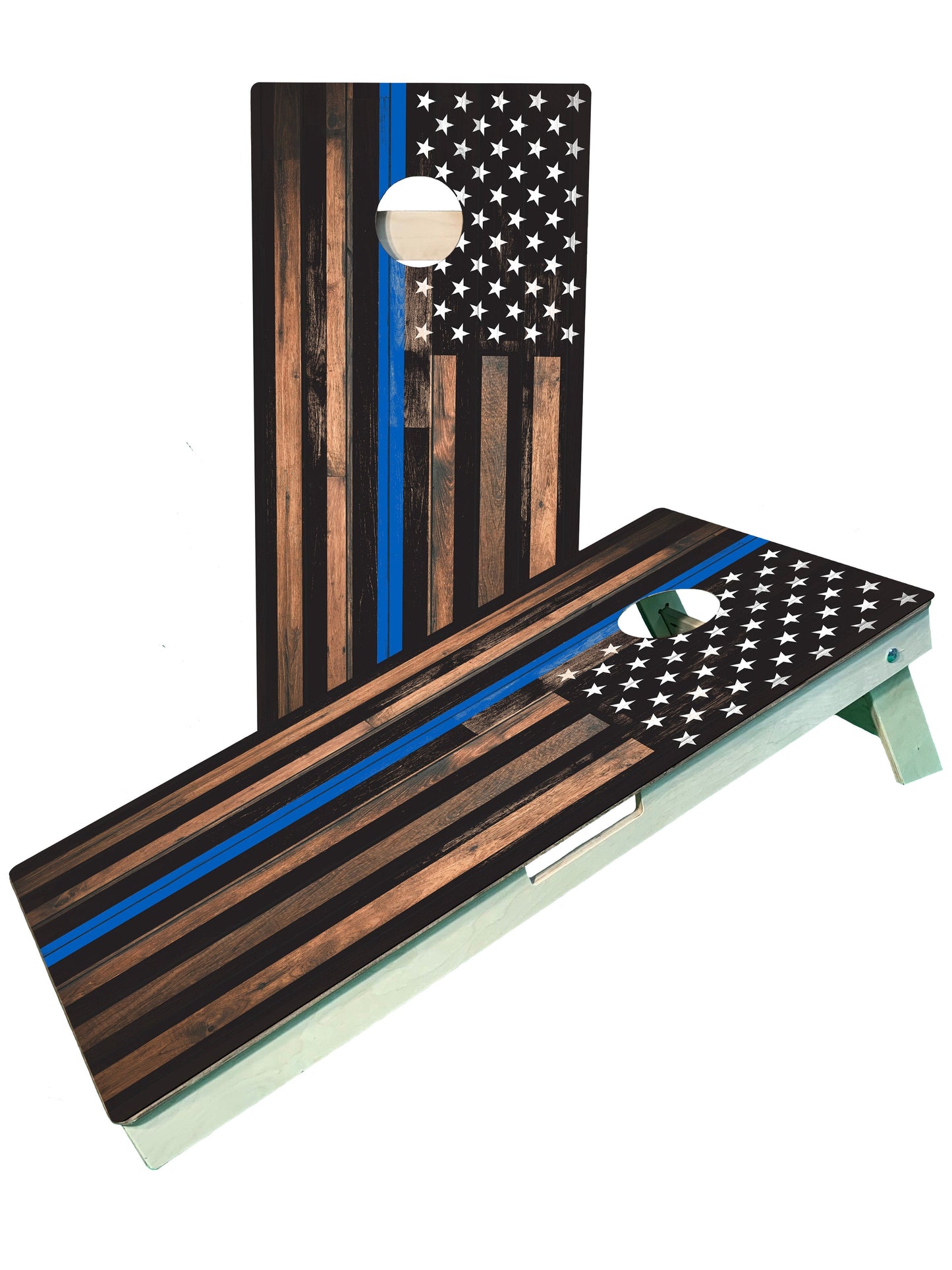 Premium Blue Line Flag Police Cornhole Boards - Korvel