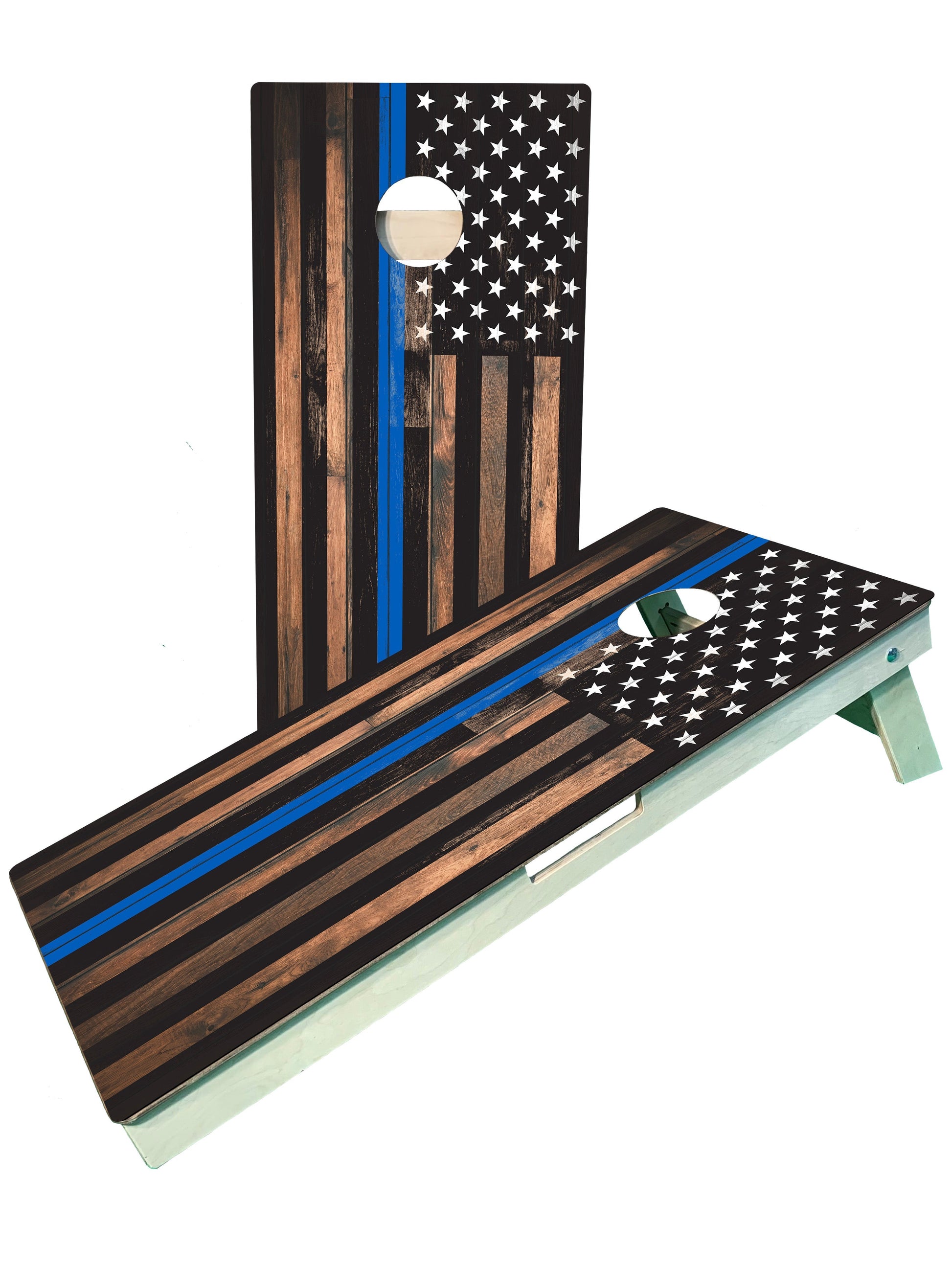 Premium Blue Line Flag Police Cornhole Boards - Korvel