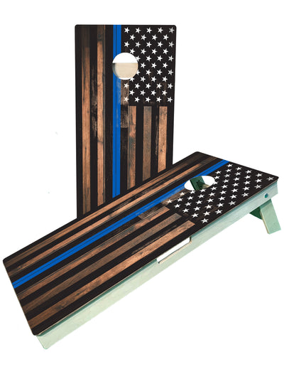 Premium Blue Line Flag Police Cornhole Boards - Korvel