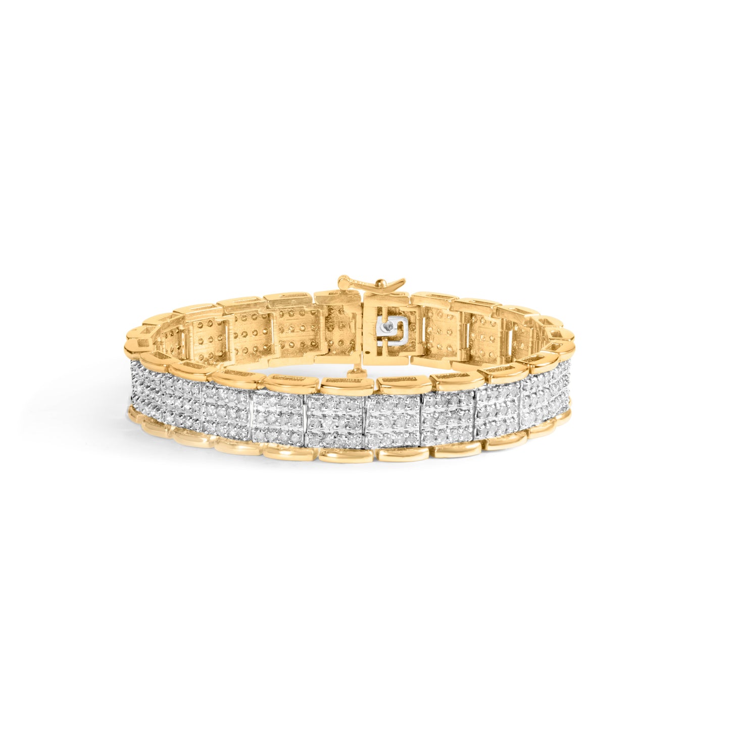 Pulsera de eslabones de diamantes de corte redondo de 10K en oro amarillo de 5.00 Cttw
