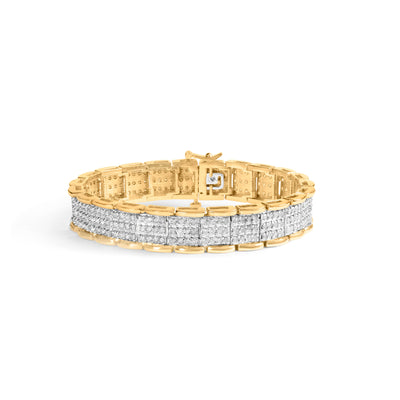 10K Yellow Gold 5.00 Cttw Round-Cut Diamond Link Bracelet