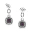 Pendientes de Acero Inoxidable de Plata .925 con Amatista Púrpura y Acentos de Diamante