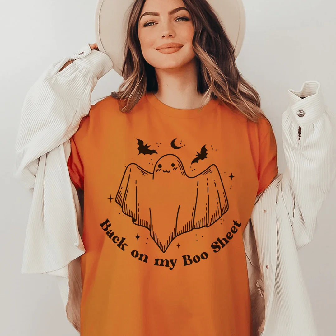 Camiseta con la frase "De vuelta a mi Boo"
