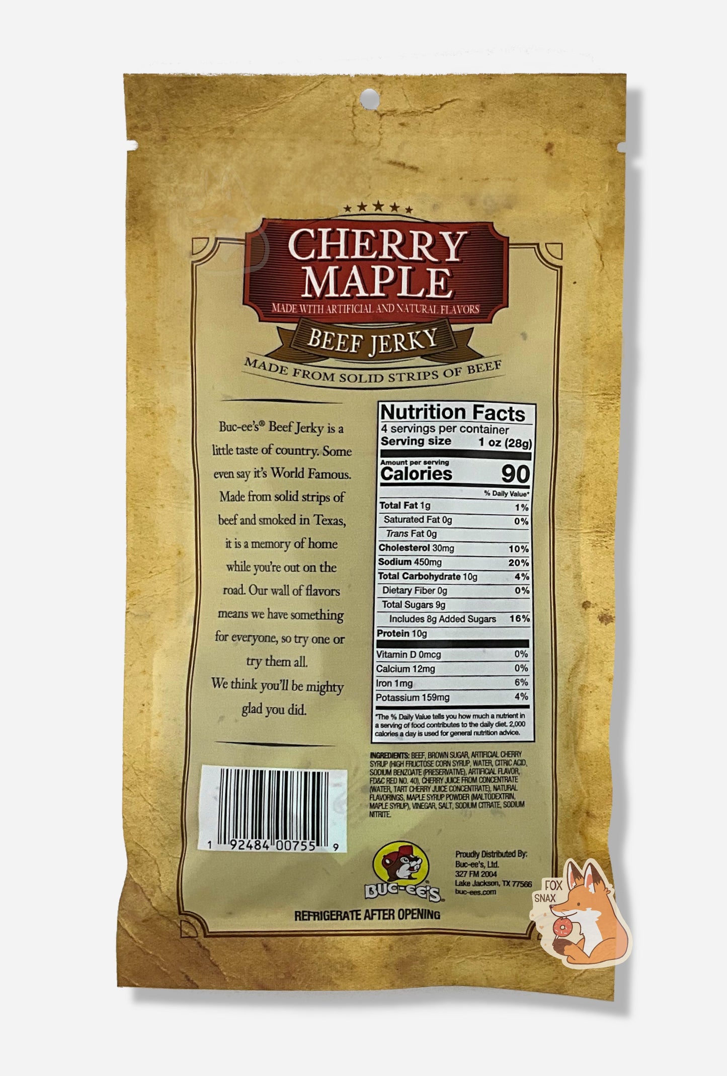 Buc-ee's Cherry Maple Beef Jerky - 4 oz