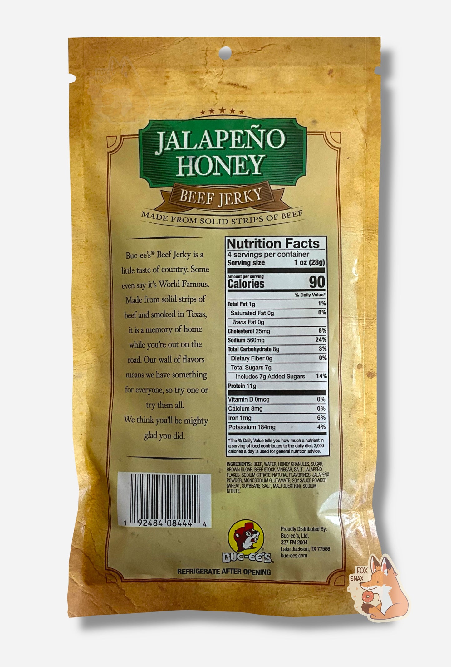 Buc-ee's Jerky au miel et jalapeño