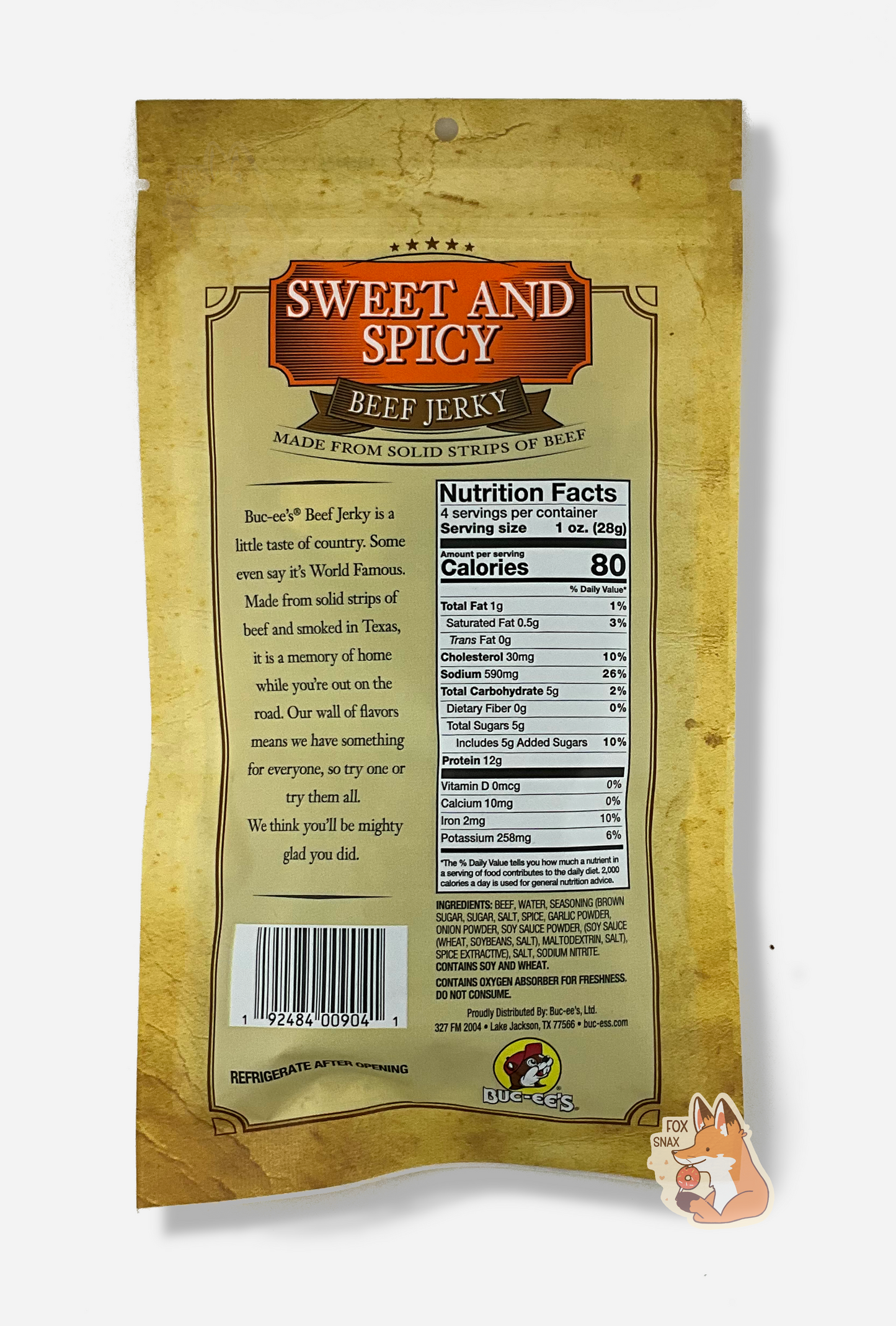 Buc-ee's Bœuf Jerky Doux et Épicé