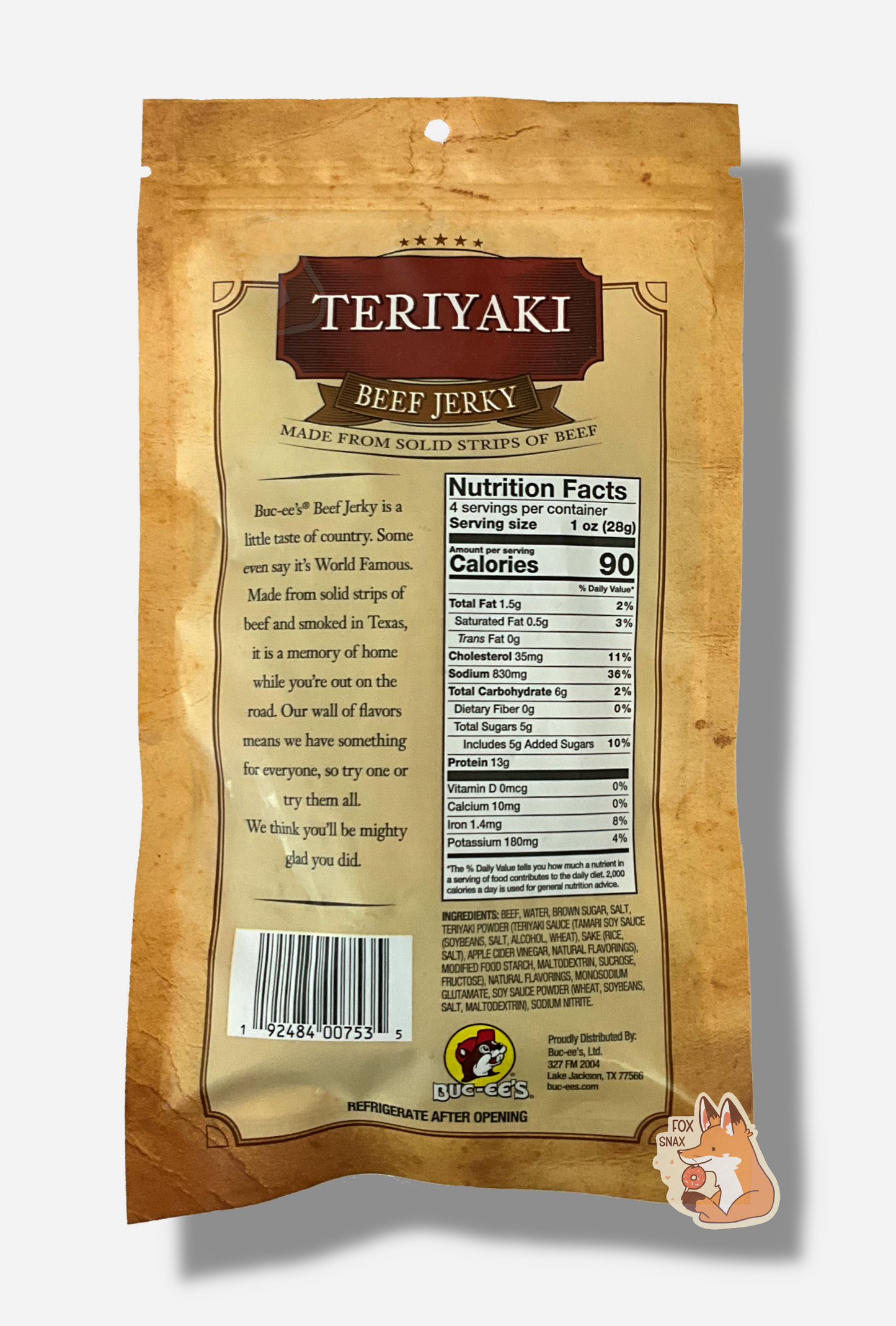 Buc-ee's Teriyaki Beef Jerky - Savory Snack Delight