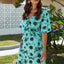 Backless Ruffled Printed V-Neck Dress - Korvel