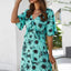Backless Ruffled Printed V-Neck Dress - Korvel
