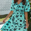 Backless Ruffled Printed V-Neck Dress - Korvel