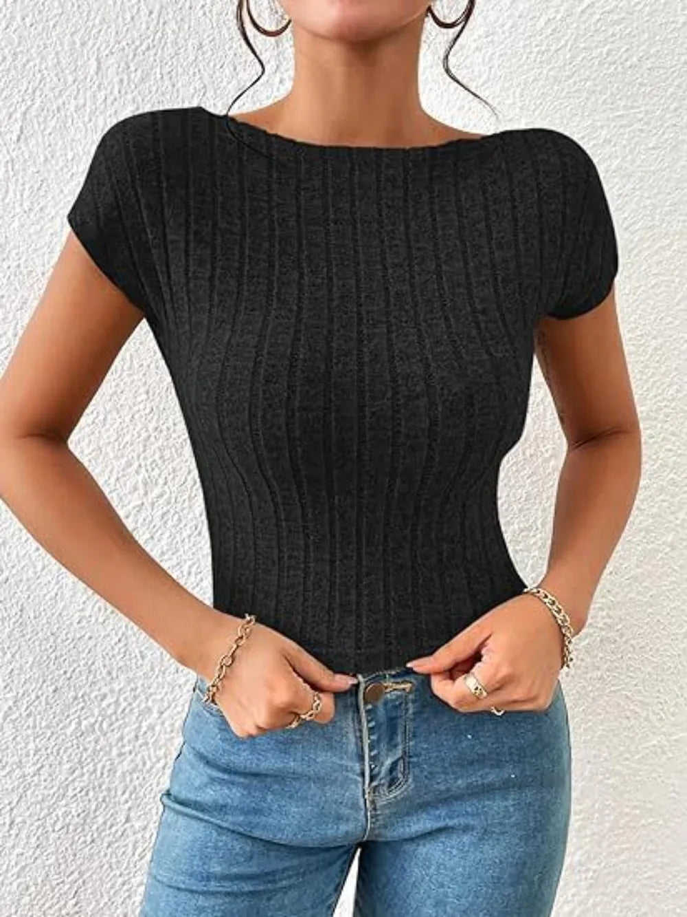 Elegant Backless Short Sleeve T-Shirt