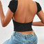 Elegant Backless Short Sleeve T-Shirt
