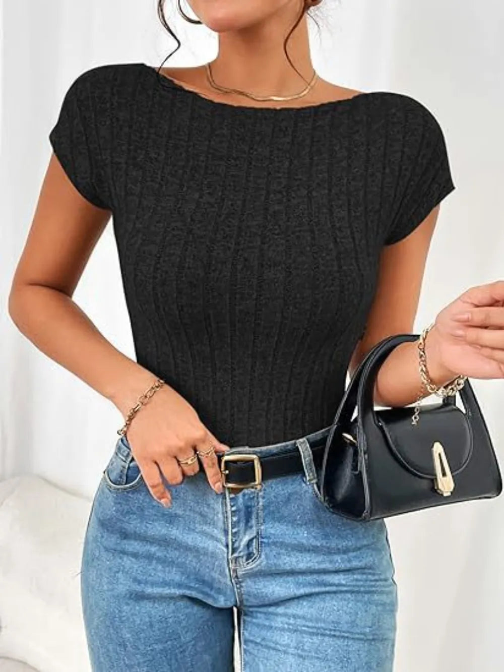 Elegant Backless Short Sleeve T-Shirt