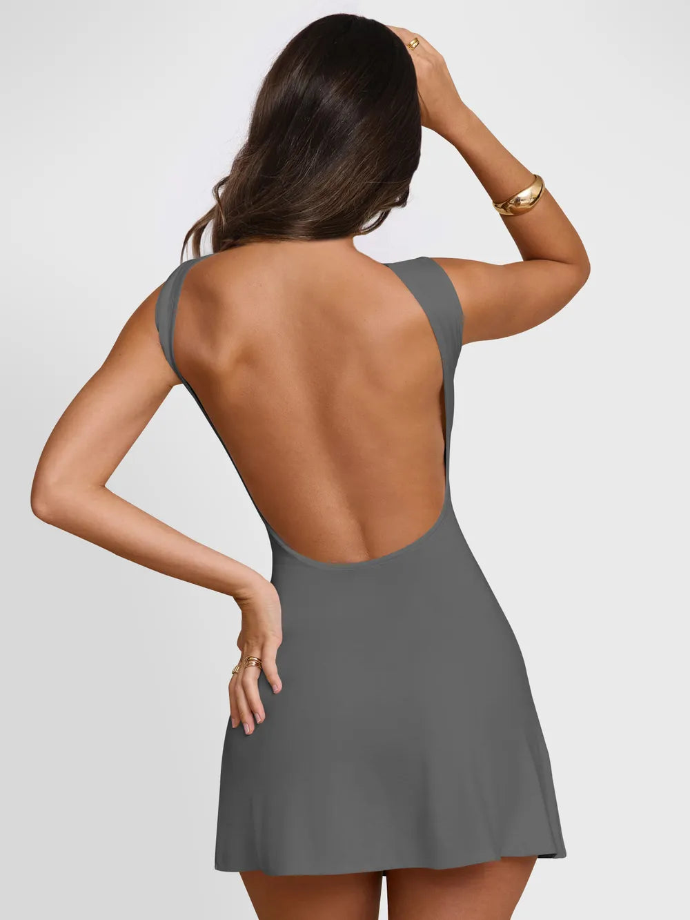 Backless Wide Strap Mini Dress - Korvel
