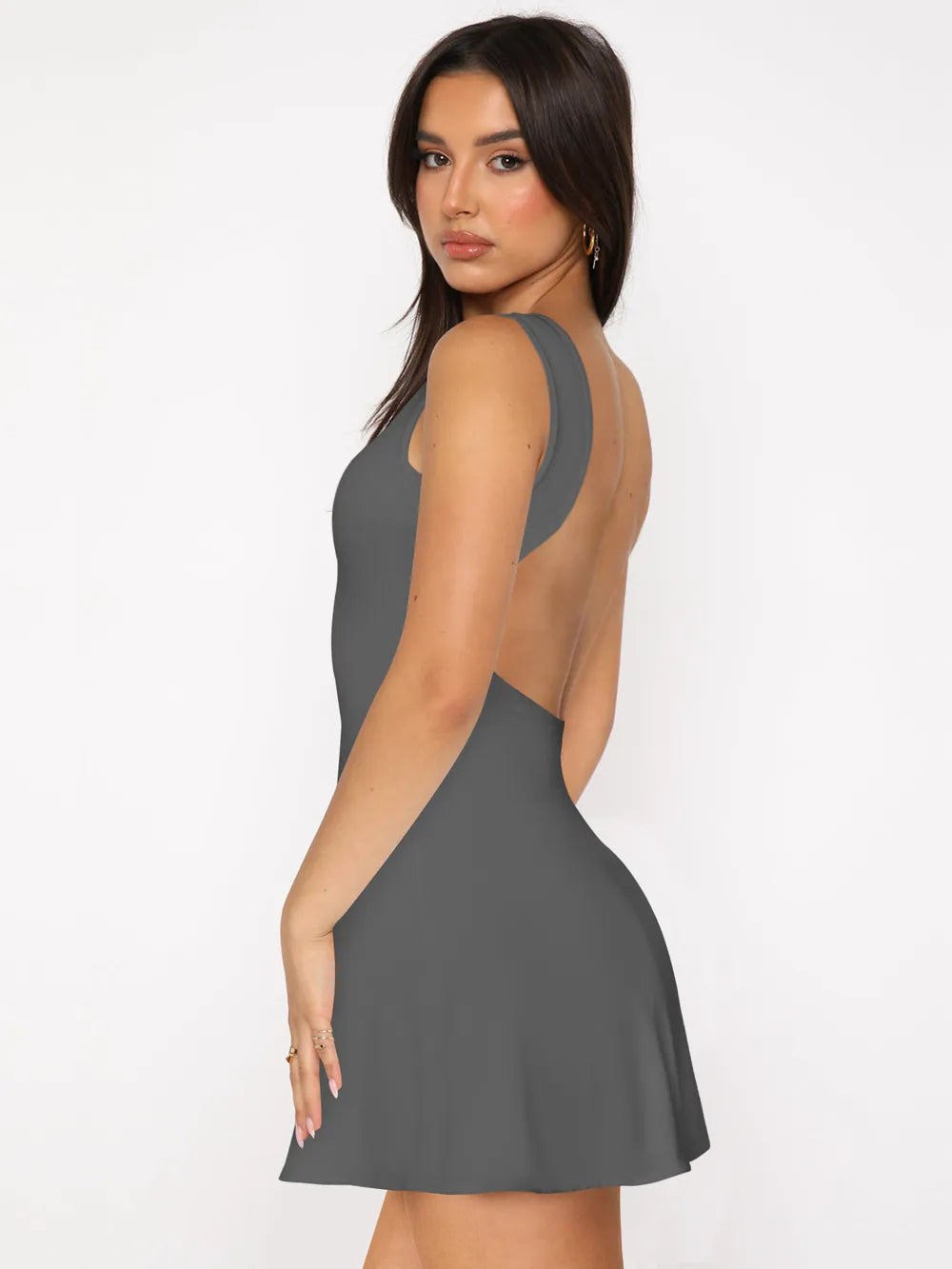 Backless Wide Strap Mini Dress - Korvel