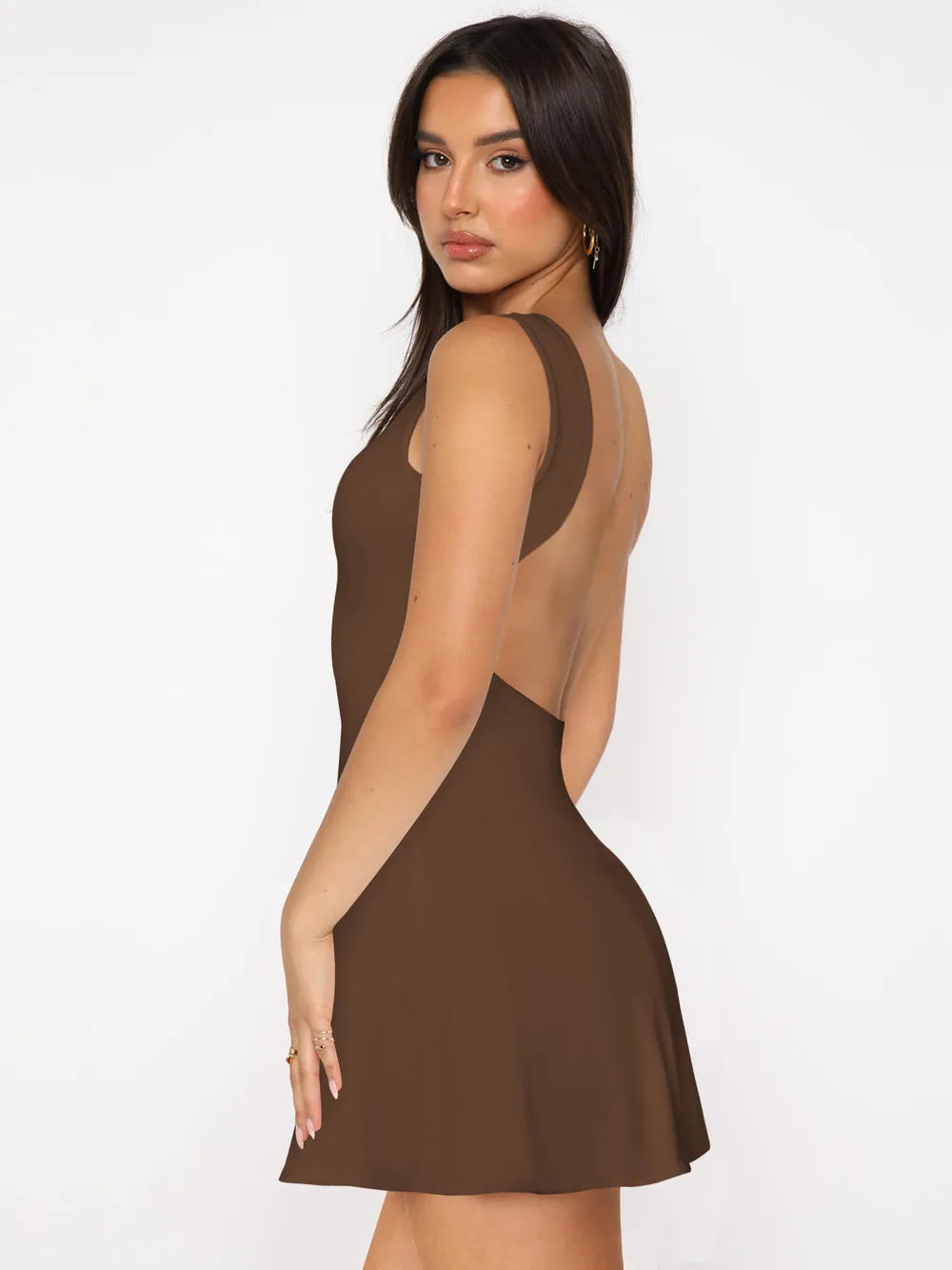 Backless Wide Strap Mini Dress - Korvel