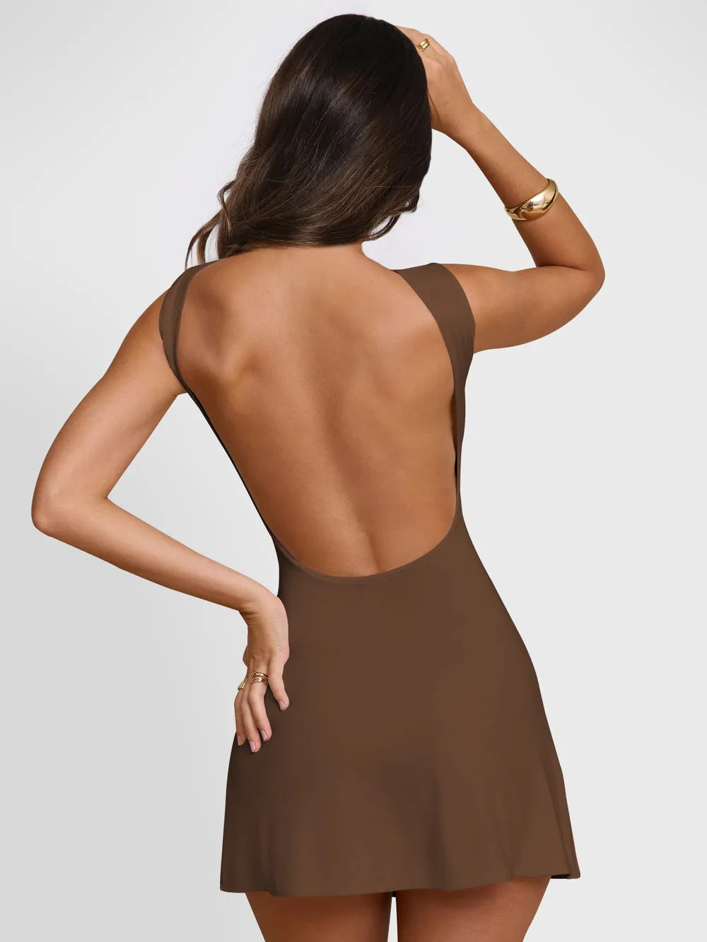 Backless Wide Strap Mini Dress - Korvel