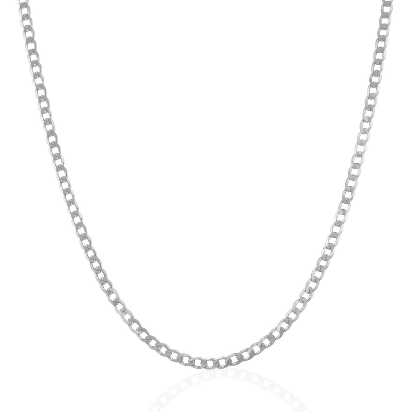 Rhodium Plated Sterling Silver Curb Chain Necklace