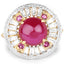 14K Yellow Gold Plated 8.91 Carat Ruby & Topaz Cocktail Ring
