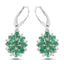 Boucles d'oreilles en émeraude zambienne véritable de 3,04 carats et zircon blanc