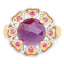 Bague cocktail en saphir rose et rubis plaquée or jaune 14K