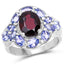 Bague en argent sterling avec grenat de 4,20 carats, tanzanite et topaze blanche