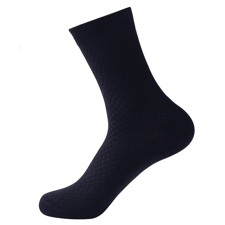 Men's Bamboo Fiber Crew Socks - Dark Flower Grid Design