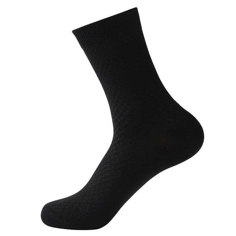 Men's Bamboo Fiber Crew Socks - Dark Flower Grid Design