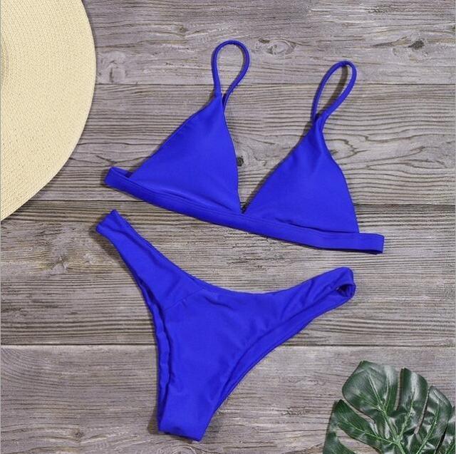 Ribbed Tie Side Classic Bikini Set for Women