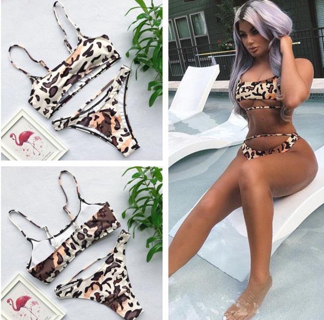 Ribbed Tie Side Classic Bikini Set for Women