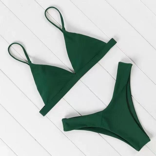 Ribbed Tie Side Classic Bikini Set for Women