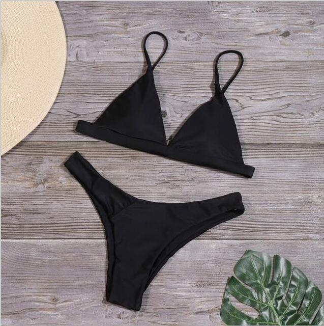 Ribbed Tie Side Classic Bikini Set for Women