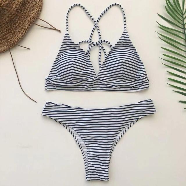 Ribbed Tie Side Classic Bikini Set for Women