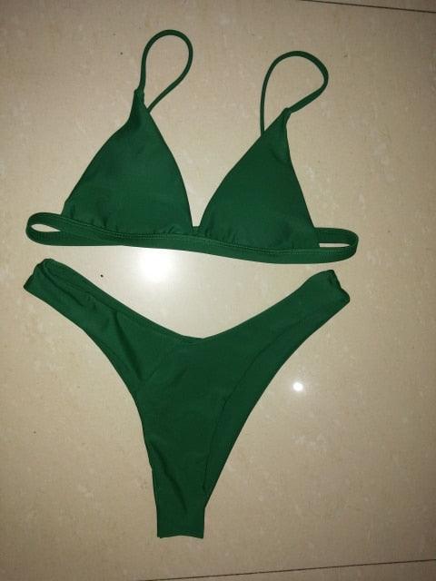 Ribbed Tie Side Classic Bikini Set for Women