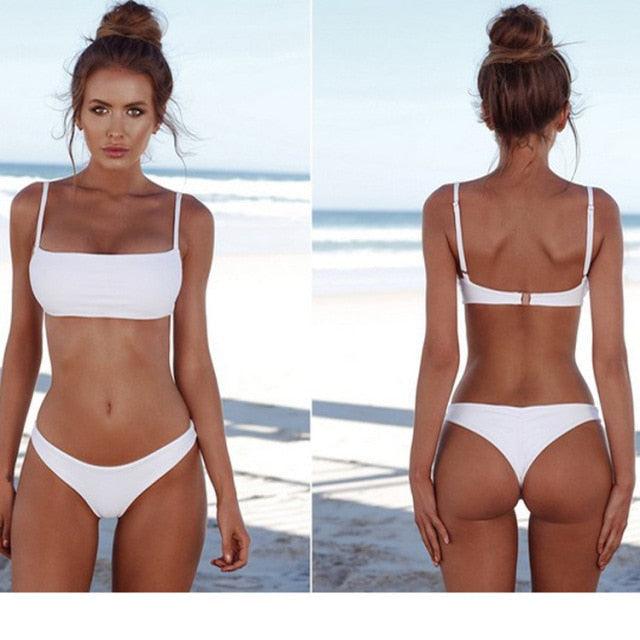 Ribbed Tie Side Classic Bikini Set for Women