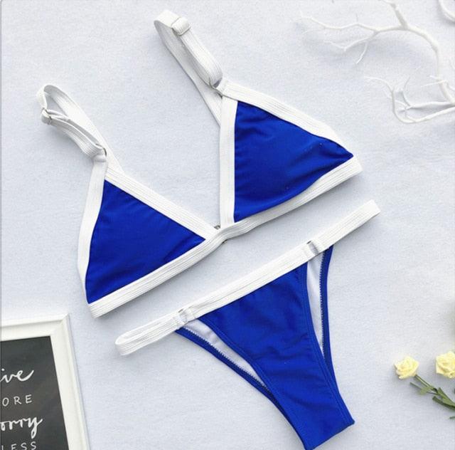 Ribbed Tie Side Classic Bikini Set for Women