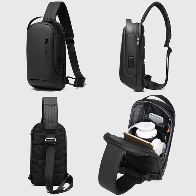 BANGE New Multifunction Crossbody Bag Shoulder Messenger Bags Male Waterproof Short Trip Chest Bag Pack for Men - Korvel